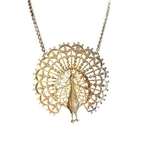 Vintage gold peacock statement chain trendy necklace with clasp